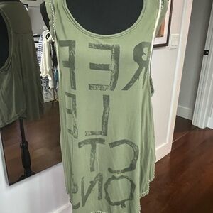 We The Free Green Graphic Sleeveless Tank Top